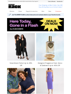 Nordstrom Rack - New Eileen Fisher Up to 65% Off | Designer Fragrance Feat. Dolce & Gabbana Up to 40% Off | New Tommy Bahama for Women & Men Up to 60% Off | And More!