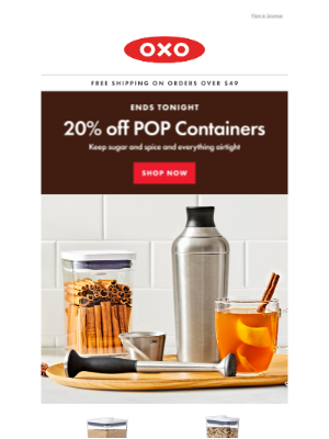 OXO - Final hours | 20% off POP Containers