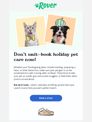 Rover.com - Book care for your pet this Thanksgiving weekend