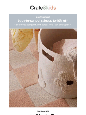 Crate and Barrel - Everything for their playroom, starting at $32!