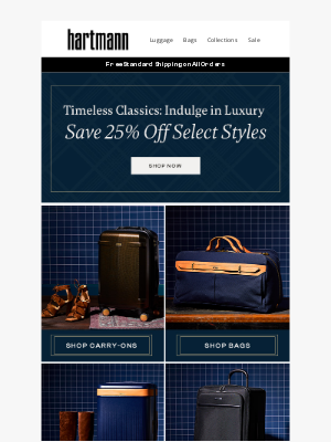 Hartmann - Timeless Travel Style: Save 25% on Select Pieces