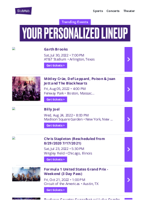 StubHub - Your event lineup