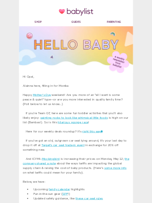 Babylist - Summer gear + Mockingbird news
