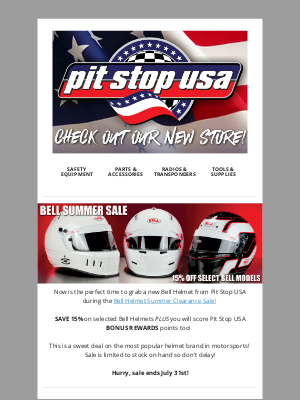 Pit Stop USA - Summer Clearance: Save on Bell Helmets!