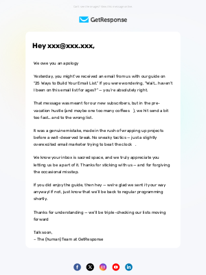 GetResponse - Oops… We sent you the wrong email 😅