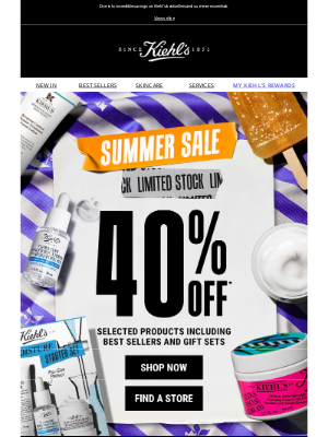 Hot Summer Deal: Enjoy 40% Off Select Kiehl's Faves!