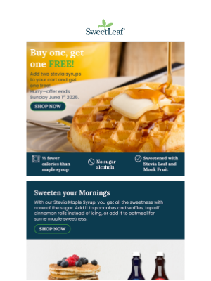 SweetLeaf Stevia® - Last Chance Buy 1, Get 1 FREE SweetLeaf Syrups
