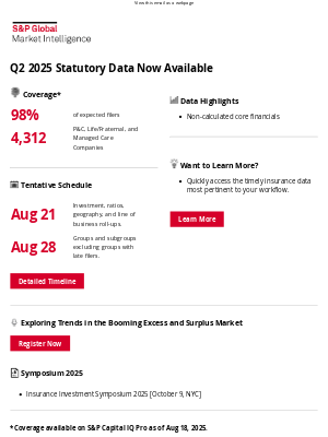 S&P Global - Now Available: Q2 2025 Statutory Insurance Data - Prospect Version