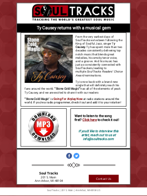 SoulTracks, LLC - SoulTracks Radio Playlist Download - The great Ty Causey does it again