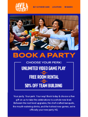 Dave & Buster's - Pick Your Party Perk