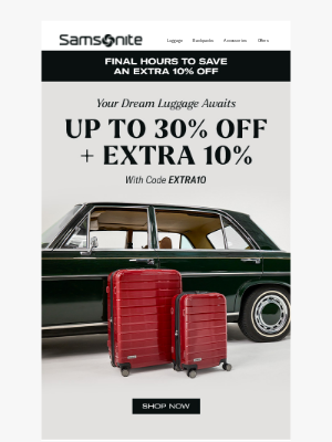 Samsonite - Final Day for Up to 30% Off + Extra 10% Off