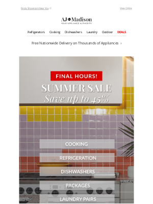 AJ Madison - ⏰ Final Hours! Up to 45% Off Ends Tonight!