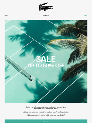Lacoste - Further reductions: Up to 50% Off
