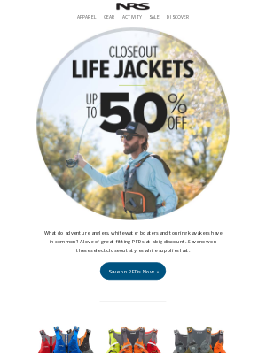 NRS - Up To 50% Off Life Jackets: Upgrade your safety for less!