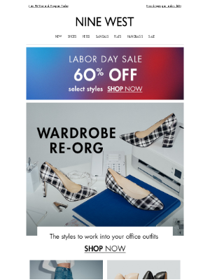 Nine West - Your Wardrobe Re-Org NOW 60% Off