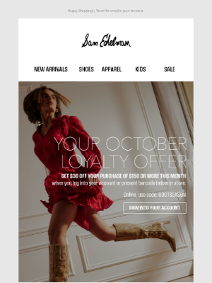 Sam Edelman - Expires Soon: Your October Loyalty Offer