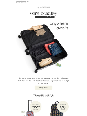 Vera Bradley - Rolling Luggage starts UNDER $100!