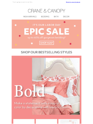 Crane & Canopy - Pssst… Up to 60% off is ON!