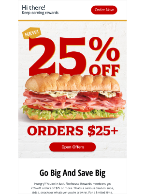 Firehouse Subs - 🙏🏻 25% Off? DEALllelujah!