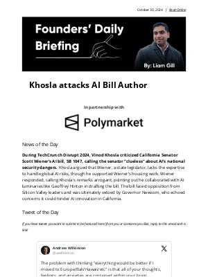 LAUNCH - 📝 Khosla attacks AI Bill Author