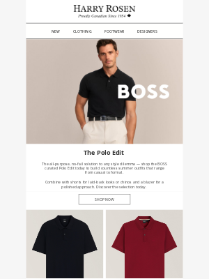 Harry Rosen - BOSS Polo Edit: One Piece. Endless Options.
