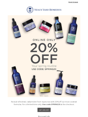 Neal's Yard Remedies - Reminder: You Have 20% Off Your Order