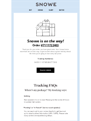 SNOWE - A Shipment from Order #7111722403 is on the Way