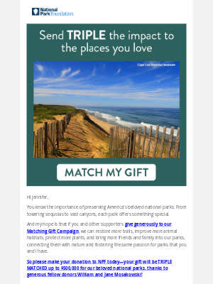 National Park Foundation - $500k match active now!