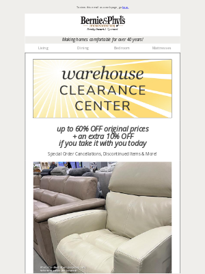 Bernie & Phyl's Furniture - ☀️ End of Summer Warehouse Clearance Event ☀️ up to 60% OFF + an extra 10% OFF if you take it with you!