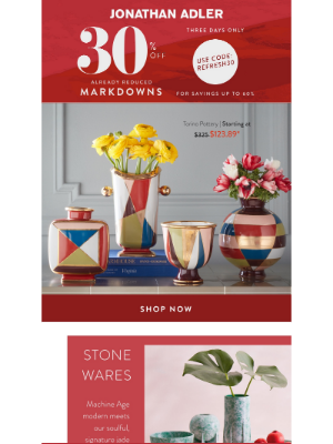 Jonathan Adler - ENDS TONIGHT: Extra 30% Off Markdowns