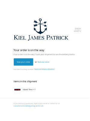 Kiel James Patrick - A shipment from order #438712 is on the way