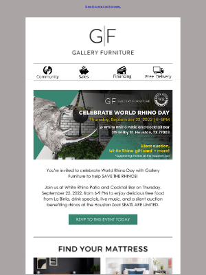 Gallery Furniture - Celebrate World Rhino Day with us!