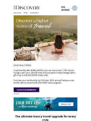 Discovery Loyalty - Bonus Miles and D$ could be yours, Collette.