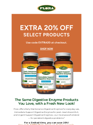 Flora Health - Extra 20% Off Digestive Support