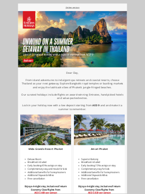 Emirates Holidays (United Arab Emirates) - Drift into a laid-back summer in Thailand