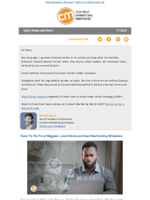 Content Marketing Institute - How To Fix Your Biggest, Less Obvious Email Marketing Mistakes