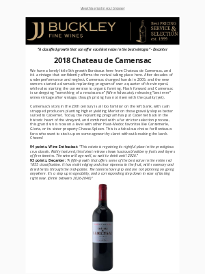 JJ Buckley Fine Wines - “Luscious” Left Bank Bordeaux – “best value”