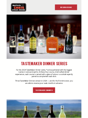 Ruth's Chris - TasteMaker Dinner Series: Reserve now for the remainder of this year's events