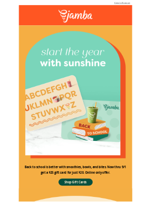 Jamba Juice - Save $5 when you buy $20+ on gift cards