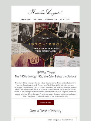 Beaulieu Vineyard - BV Was There:  The 1970s through ’90s, the Calm Below the Surface