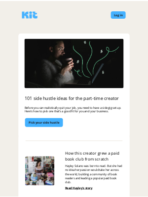 ConvertKit - 101 side hustle ideas for the part-time creator