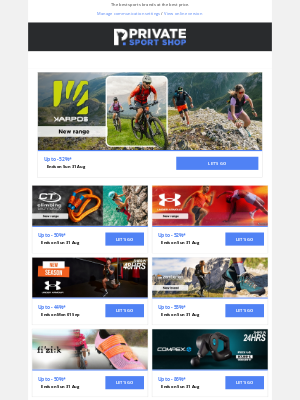 Private Sport Shop - Offer ends tonight: Karpos, Climbing Technology, Under Armour, Zamberlan, Fizik