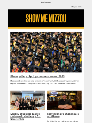 Missouri University - Spring commencement; Sam's Club collaboration; and more