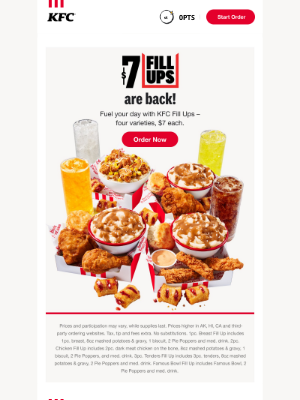 KFC - $7 Fill Ups are BACK