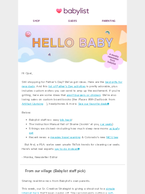 Babylist - Father’s Day help 😎 + why you’re so sleepy 😬