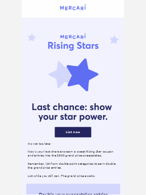 Mercari - LAST CHANCE ⭐Mercari Rising Star rewards are still up for grabs