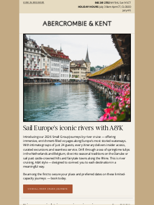 Abercrombie & Kent - 2026 River Cruises are now available