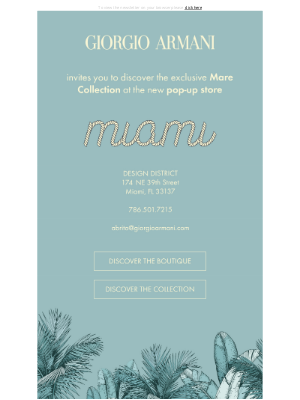 Armani - Giorgio Armani Mare arrives in Miami