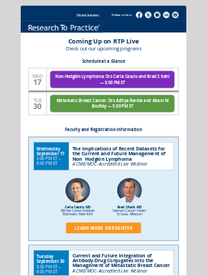 Research To Practice - Coming Up on RTP Live: Check out our upcoming programs