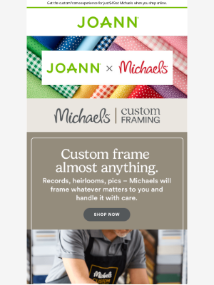 Joann Stores - Custom Frame your fave pics, keepsakes and more at Michaels - now 70% off! 🖼️